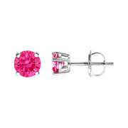 Bids.com 10K White Gold 1.0 Cttw Lab Created Round Brilliant Cut Pink Diamond Classic 4-Prong Solitaire Stud Earrings (Fancy Pink Color, VVS2-VS1 Clarity) Earrings White Smoke White.Gold / 1
