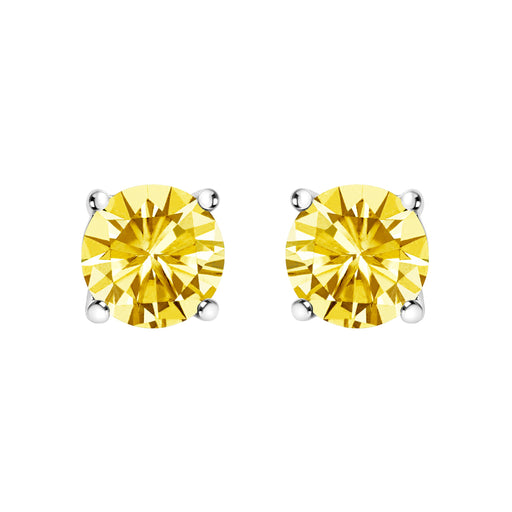 Bids.com 14K White Gold 1.0 Cttw Lab Grown Yellow Diamond Solitaire Stud Earrings (Yellow Color, VS2-SI1 Clarity) Earrings White Smoke White.Gold / 1
