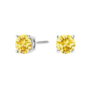 Bids.com 14K White Gold 1.0 Cttw Lab Grown Yellow Diamond Solitaire Stud Earrings (Yellow Color, VS2-SI1 Clarity) Earrings White Smoke White.Gold / 1,Yellow.Gold / 1,White.Gold / 1.5,Yellow.Gold / 1.5,White.Gold / 2,Yellow.Gold / 2