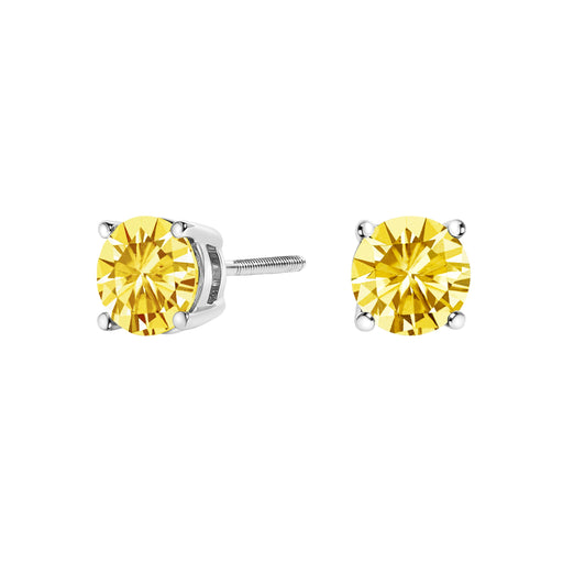 Bids.com 14K White Gold 1.0 Cttw Lab Grown Yellow Diamond Solitaire Stud Earrings (Yellow Color, VS2-SI1 Clarity) Earrings White Smoke White.Gold / 1,Yellow.Gold / 1,White.Gold / 1.5,Yellow.Gold / 1.5,White.Gold / 2,Yellow.Gold / 2
