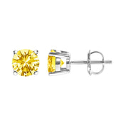 Bids.com 14K White Gold 1.0 Cttw Lab Grown Yellow Diamond Solitaire Stud Earrings (Yellow Color, VS2-SI1 Clarity) Earrings White Smoke White.Gold / 1,Yellow.Gold / 1,White.Gold / 1.5,Yellow.Gold / 1.5,White.Gold / 2,Yellow.Gold / 2