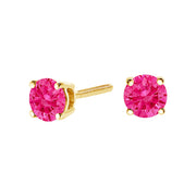 Bids.com 14K Yellow Gold 1.00 Cttw Round Brilliant Cut Lab Grown Pink Diamond 4-Prong Classic Solitaire Earrings (Pink Color, VVS2-VS1 Clarity) Earrings White Smoke Yellow.Gold / 1