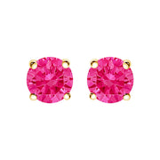 Bids.com 14K Yellow Gold 1.00 Cttw Round Brilliant Cut Lab Grown Pink Diamond 4-Prong Classic Solitaire Earrings (Pink Color, VVS2-VS1 Clarity) Earrings White Smoke Yellow.Gold / 1