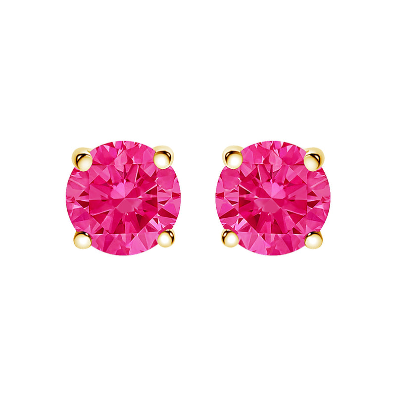 Bids.com 14K Yellow Gold 1.00 Cttw Round Brilliant Cut Lab Grown Pink Diamond 4-Prong Classic Solitaire Earrings (Pink Color, VVS2-VS1 Clarity) Earrings White Smoke Yellow.Gold / 1