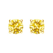 Bids.com 14K White Gold 1.0 Cttw Lab Grown Yellow Diamond Solitaire Stud Earrings (Yellow Color, VS2-SI1 Clarity) Earrings White Smoke Yellow.Gold / 1