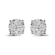 Bids.com 14K White Gold 2.00 Cttw Lab Grown Diamond Cluster Stud Earrings (G-H Color, VS1-VS2 Clarity) Earrings White Smoke White.Gold / 2
