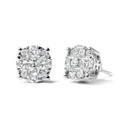 Bids.com 14K White Gold 2.00 Cttw Lab Grown Diamond Cluster Stud Earrings (G-H Color, VS1-VS2 Clarity) Earrings White Smoke White.Gold / 2