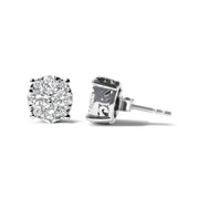 Bids.com 14K White Gold 2.00 Cttw Lab Grown Diamond Cluster Stud Earrings (G-H Color, VS1-VS2 Clarity) Earrings White Smoke White.Gold / 2