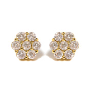 Bids.com 14K Yellow Gold 3.0 Cttw Diamond Floral Cluster Stud Earring Earrings White Smoke Yellow.Gold / 3