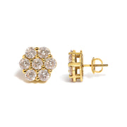 Bids.com 14K Yellow Gold 3.0 Cttw Diamond Floral Cluster Stud Earring Earrings White Smoke Yellow.Gold / 3