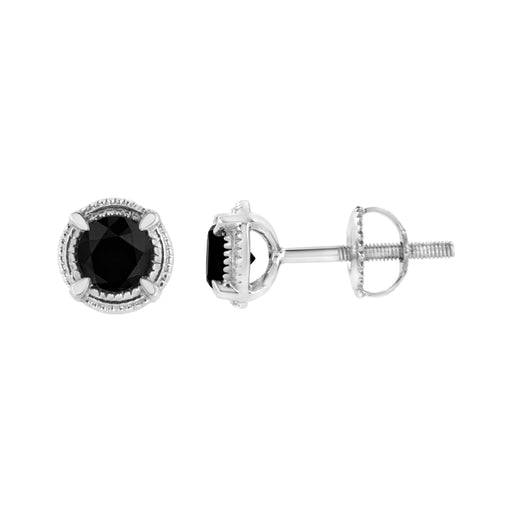 Bids.com .925 Sterling Silver 1 cttw Treated Black Diamond Modern 4-Prong Solitaire Milgrain Stud Earrings (Black Color, I1-I2 Clarity) Earrings White Smoke White.Sterling Silver / 1 / Black Diamond,White.Sterling Silver / 1.5 / Blue Diamond,White.Sterling Silver / 0.33 / Green Diamond,White.Sterling Silver / 0.5 / Black Diamond,White.Sterling Silver / 0.5 / Blue Diamond,White.Sterling Silver / 0.75 / Black D