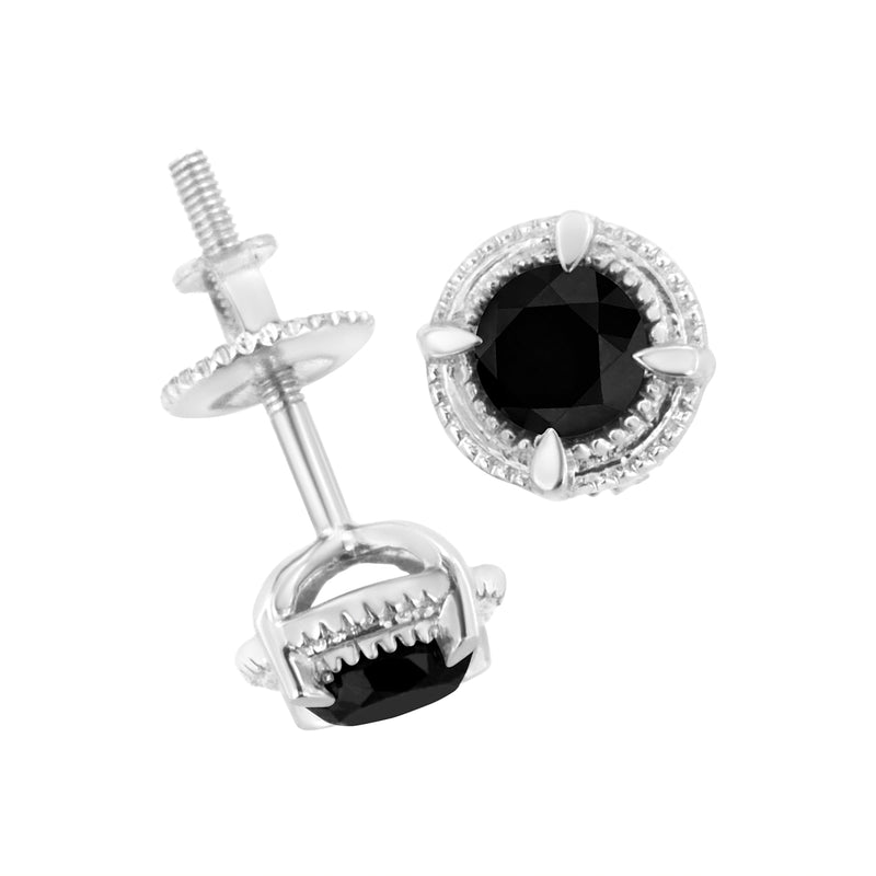 Bids.com .925 Sterling Silver 1 cttw Treated Black Diamond Modern 4-Prong Solitaire Milgrain Stud Earrings (Black Color, I1-I2 Clarity) Earrings White Smoke White.Sterling Silver / 1 / Black Diamond,White.Sterling Silver / 1.5 / Blue Diamond,White.Sterling Silver / 0.33 / Green Diamond,White.Sterling Silver / 0.5 / Black Diamond,White.Sterling Silver / 0.5 / Blue Diamond,White.Sterling Silver / 0.75 / Black D