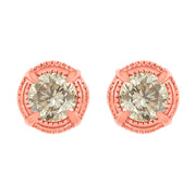 Bids.com 14K Yellow Gold Plated .925 Sterling Silver 1.0 Cttw Round Brilliant Cut Diamond Solitaire Milgrain Stud Earrings (K-L Color, I2-I3 Clarity) Earrings White Smoke Rose.Sterling Silver / 1