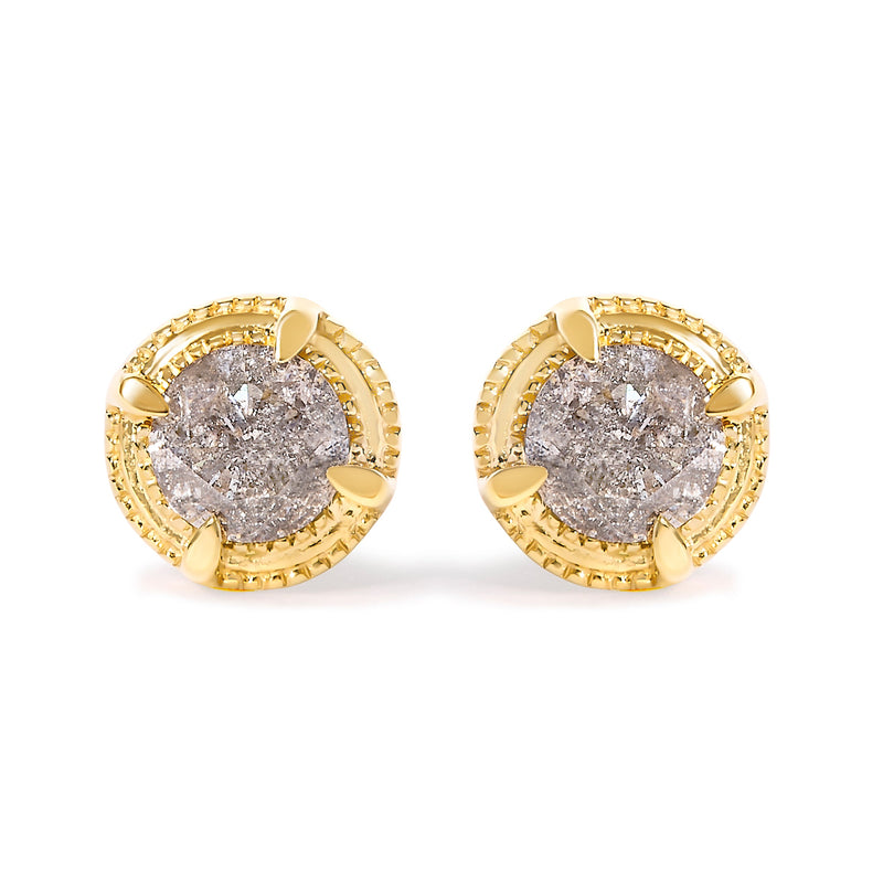 Bids.com 14K Yellow Gold Plated .925 Sterling Silver 1.0 Cttw Round Brilliant Cut Diamond Solitaire Milgrain Stud Earrings (K-L Color, I2-I3 Clarity) Earrings White Smoke Rose.Sterling Silver / 1,Yellow.Sterling Silver / 1.5,Yellow.Sterling Silver / 0.5,Yellow.Sterling Silver / 0.25,Yellow.Sterling Silver / 0.75,Yellow.Sterling Silver / 0.4,Yellow.Sterling Silver / 0.33,Yellow.Sterling Silver / 1