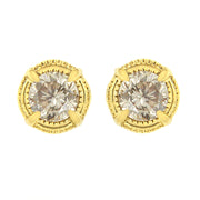 Bids.com 14K Yellow Gold Plated .925 Sterling Silver 1.0 Cttw Round Brilliant Cut Diamond Solitaire Milgrain Stud Earrings (K-L Color, I2-I3 Clarity) Earrings White Smoke Yellow.Sterling Silver / 0.33