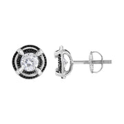 Bids.com Black Rhodium Plated .925 Sterling Silver Round 1-1/2 cttw Diamond Double Halo 4-Prong Solitaire Milgrain Stud Earrings (H-I Color, I2-I3 Clarity) Earrings White Smoke White.Sterling Silver / 1.5,White.Sterling Silver / 1,White.Sterling Silver / 0.5