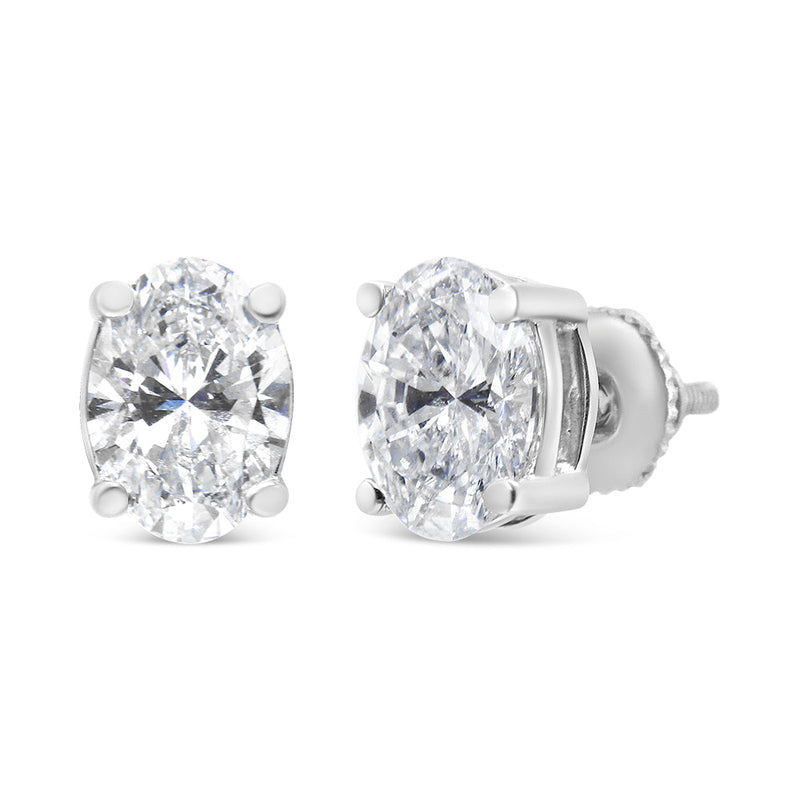 Bids.com 14K White Gold 1.00 Cttw Lab Grown Oval Solitaire Diamond Stud Earrings (F-G Color, VS2-SI1 Clarity) Earrings White Smoke White.Gold / 0.5