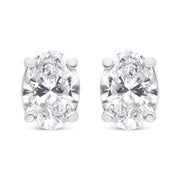 Bids.com 14K White Gold 1.00 Cttw Lab Grown Oval Solitaire Diamond Stud Earrings (F-G Color, VS2-SI1 Clarity) Earrings White Smoke White.Gold / 0.5