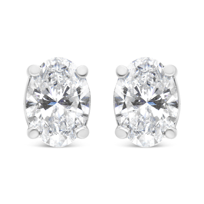 Bids.com 14K White Gold 1.00 Cttw Lab Grown Oval Solitaire Diamond Stud Earrings (F-G Color, VS2-SI1 Clarity) Earrings White Smoke White.Gold / 0.5