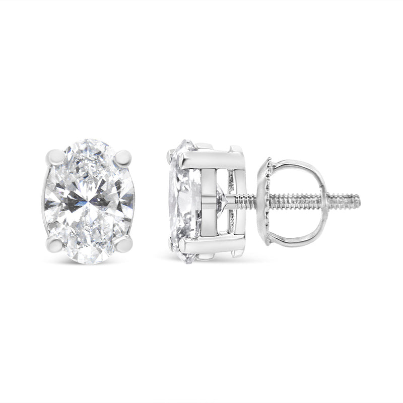 Bids.com 14K White Gold 1.00 Cttw Lab Grown Oval Solitaire Diamond Stud Earrings (F-G Color, VS2-SI1 Clarity) Earrings White Smoke White.Gold / 0.5