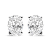 Bids.com 14K White Gold 3/4 Cttw Oval Shape Lab Grown Diamond Solitaire Stud Earrings (F-G Color, VS1-VS2 Clarity) Earrings White Smoke White.Gold / 0.75