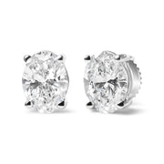 Bids.com 14K White Gold 3/4 Cttw Oval Shape Lab Grown Diamond Solitaire Stud Earrings (F-G Color, VS1-VS2 Clarity) Earrings White Smoke White.Gold / 0.75