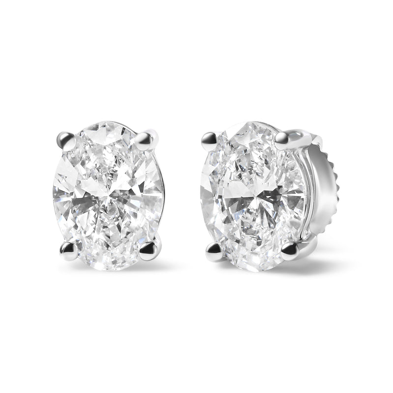 Bids.com 14K White Gold 3/4 Cttw Oval Shape Lab Grown Diamond Solitaire Stud Earrings (F-G Color, VS1-VS2 Clarity) Earrings White Smoke White.Gold / 0.75