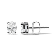 Bids.com 14K White Gold 3/4 Cttw Oval Shape Lab Grown Diamond Solitaire Stud Earrings (F-G Color, VS1-VS2 Clarity) Earrings White Smoke White.Gold / 0.75