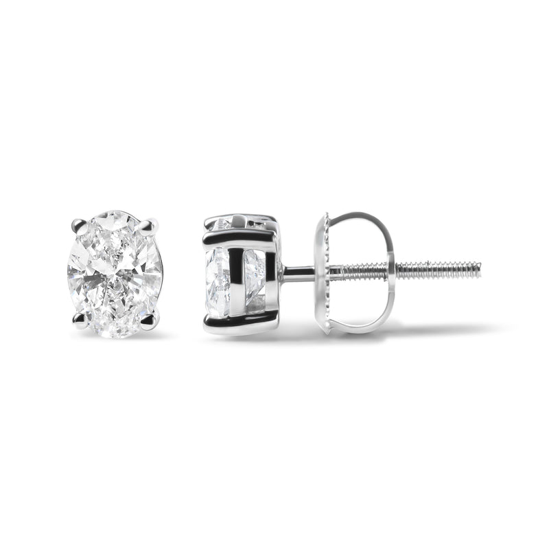 Bids.com 14K White Gold 3/4 Cttw Oval Shape Lab Grown Diamond Solitaire Stud Earrings (F-G Color, VS1-VS2 Clarity) Earrings White Smoke White.Gold / 0.75