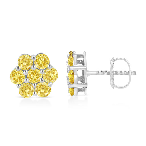 Bids.com .925 Sterling Silver 1/4 Cttw Treated Yellow Diamond Floral Stud Earrings (Yellow Color, I1-I2 Clarity) Earrings White Smoke White.Sterling Silver / 0.25 / Yellow Diamond,White.Sterling Silver / 1 / Green Diamond,Yellow.Sterling Silver / 1 / Yellow Diamond,White.Sterling Silver / 4 / Black Diamond,White.Sterling Silver / 2 / Black Diamond,White.Sterling Silver / 0.5 / Green Dia