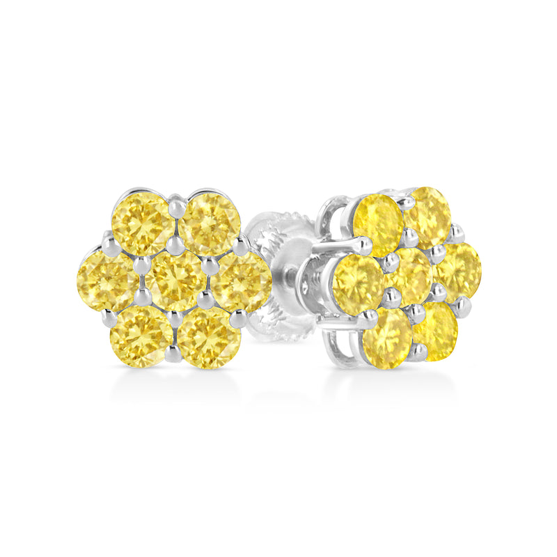 Bids.com .925 Sterling Silver 1/4 Cttw Treated Yellow Diamond Floral Stud Earrings (Yellow Color, I1-I2 Clarity) Earrings White Smoke White.Sterling Silver / 0.25 / Yellow Diamond,White.Sterling Silver / 1 / Green Diamond,Yellow.Sterling Silver / 1 / Yellow Diamond,White.Sterling Silver / 4 / Black Diamond,White.Sterling Silver / 2 / Black Diamond,White.Sterling Silver / 0.5 / Green Dia