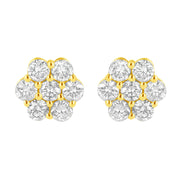 Bids.com 14K Yellow Gold 1.0 Cttw Diamond Flower Earring (J-K Color, I1-I2 Clarity) Earrings White Smoke Yellow.Gold / 1