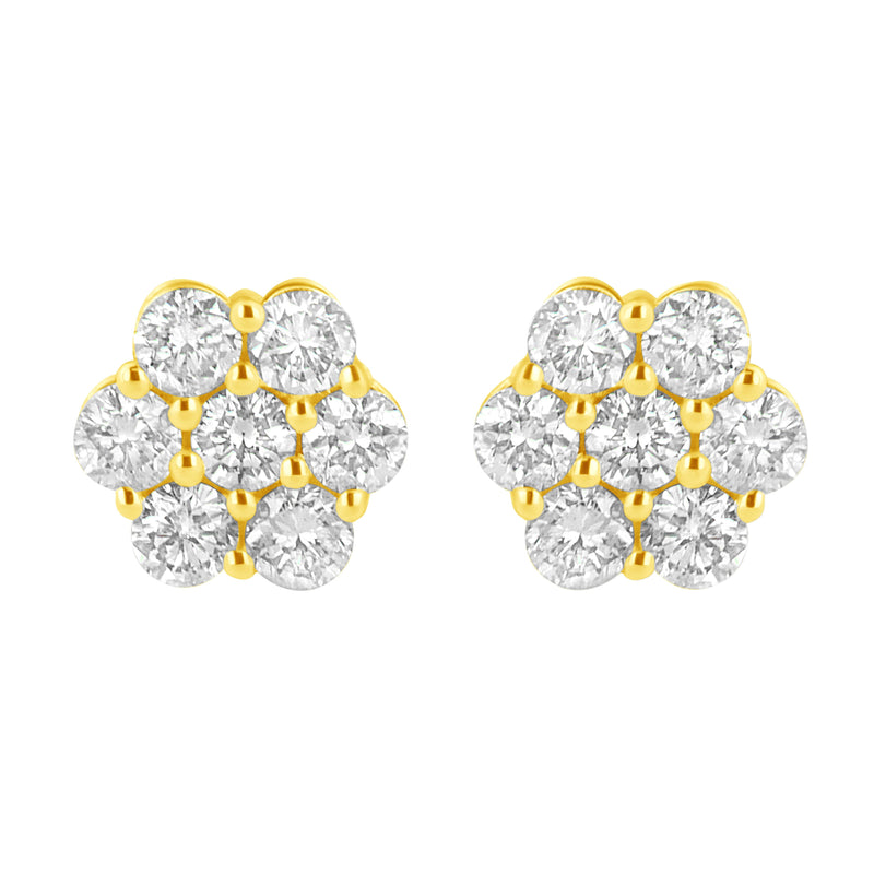 Bids.com 14K Yellow Gold 1.0 Cttw Diamond Flower Earring (J-K Color, I1-I2 Clarity) Earrings White Smoke Yellow.Gold / 1
