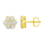Bids.com 14K Yellow Gold 1.0 Cttw Diamond Flower Earring (J-K Color, I1-I2 Clarity) Earrings White Smoke Yellow.Gold / 1