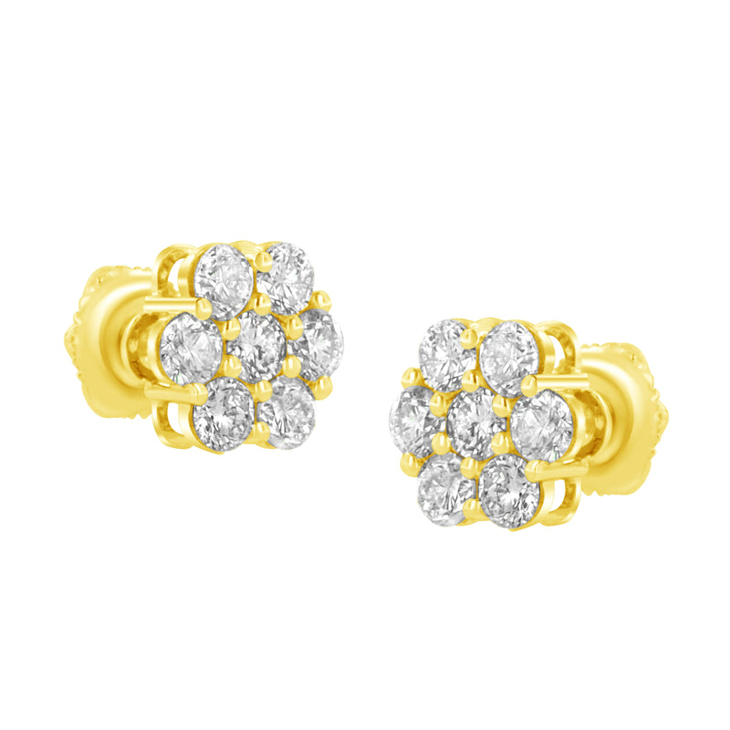 Bids.com 14K Yellow Gold 1.0 Cttw Diamond Flower Earring (J-K Color, I1-I2 Clarity) Earrings White Smoke Yellow.Gold / 1