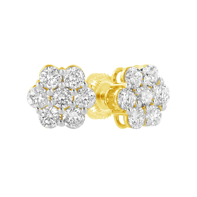Bids.com 14K Yellow Gold 1.0 Cttw Diamond Flower Earring (J-K Color, I1-I2 Clarity) Earrings White Smoke Yellow.Gold / 1
