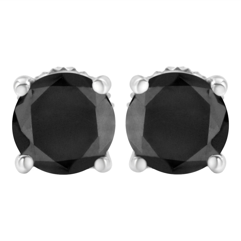 Bids.com 14K White Gold 2.00 Cttw Round Brilliant-Cut Black Diamond Classic 4-Prong Stud Earrings with Screw Backs (Fancy Color-Enhanced, I2-I3 Clarity) Earrings Dark Slate Gray White.Gold / 2,White.Gold / 0.5,White.Gold / 4,White.Gold / 1,White.Gold / 3