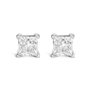 Bids.com 14K White Gold 1.0 Cttw Princess Cut Lab Grown Diamond Solitaire Stud Earrings (F-G Color, VS2-SI1 Clarity) Earrings White Smoke White.Gold / 2