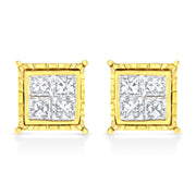Bids.com 14K Yellow Gold 1 Cttw Princess Cut Diamond Square Stud Earrings Earrings White Smoke Yellow.Gold / 1