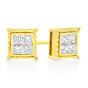 Bids.com 14K Yellow Gold 1 Cttw Princess Cut Diamond Square Stud Earrings Earrings White Smoke Yellow.Gold / 1.5,Yellow.Gold / 1