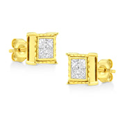 Bids.com 14K Yellow Gold 1 Cttw Princess Cut Diamond Square Stud Earrings Earrings White Smoke Yellow.Gold / 1.5,Yellow.Gold / 1