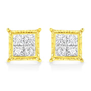 Bids.com 14K Yellow Gold 1 Cttw Princess Cut Diamond Square Stud Earrings Earrings White Smoke Yellow.Gold / 1.5