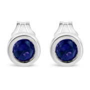 Bids.com .925 Sterling Silver Bezel Set 3.5mm Created Red Ruby Gemstone Solitaire Stud Earrings Earrings White Smoke White.Sterling Silver / Blue Sapphire