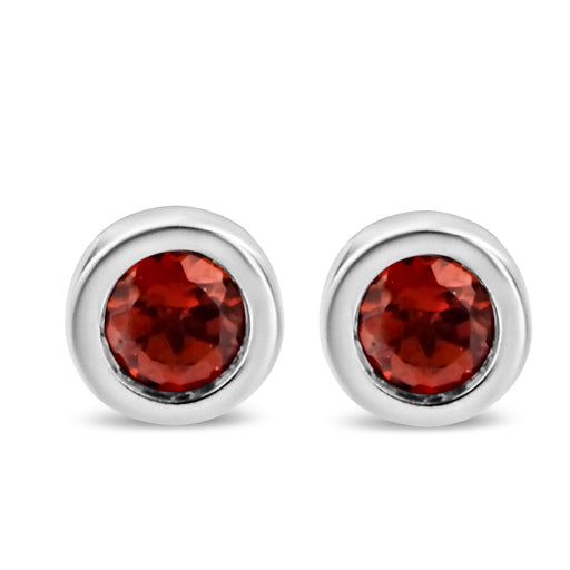 Bids.com .925 Sterling Silver Bezel Set 3.5mm Created Red Ruby Gemstone Solitaire Stud Earrings Earrings White Smoke White.Sterling Silver / Red Ruby