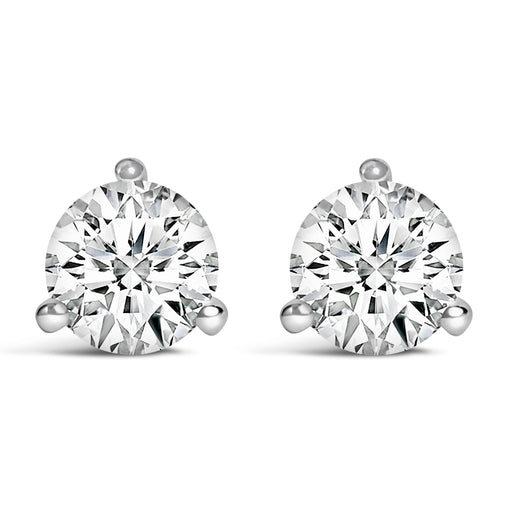 Bids.com 14K White Gold 2.0 Cttw 3-Prong Martini Set Brilliant Round-Cut Solitaire Lab Grown Diamond Screwback Stud Earrings (F-G Color, VS1-VS2 Clarity) Earrings White Smoke White.Gold / 3