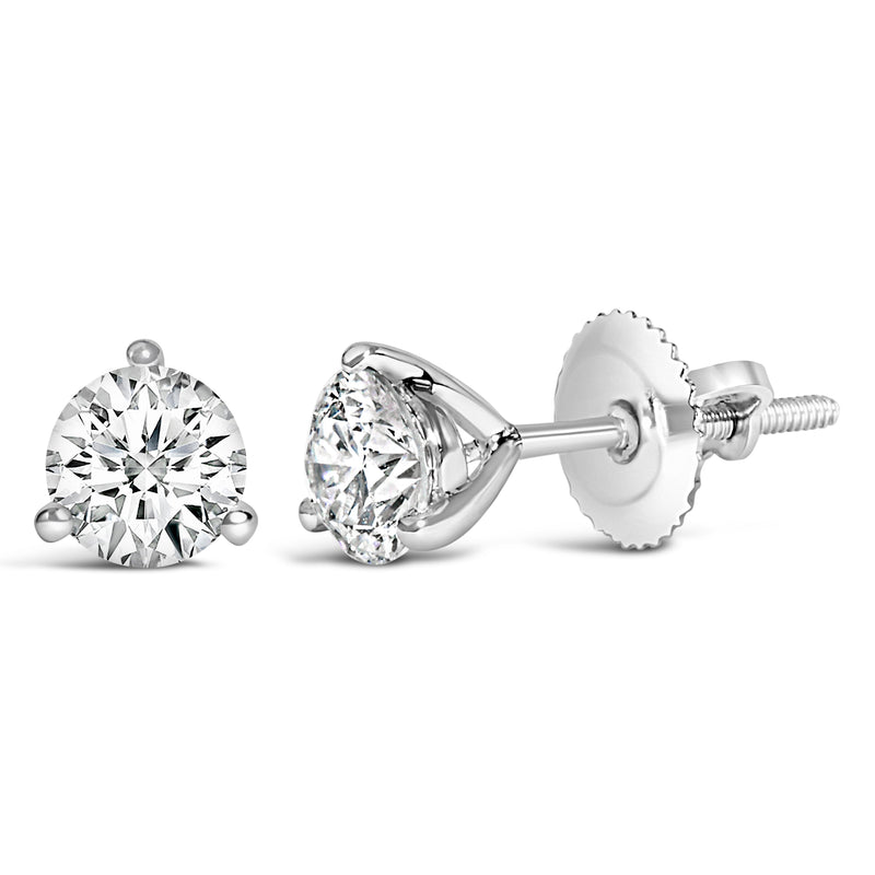 Bids.com 14K White Gold 2.0 Cttw 3-Prong Martini Set Brilliant Round-Cut Solitaire Lab Grown Diamond Screwback Stud Earrings (F-G Color, VS1-VS2 Clarity) Earrings White Smoke White.Gold / 0.25,White.Gold / 0.33,White.Gold / 0.4,White.Gold / 0.75,White.Gold / 1.5,White.Gold / 0.5,White.Gold / 3