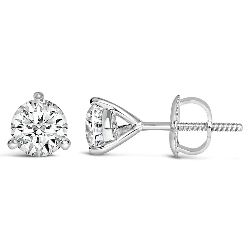 Bids.com 14K White Gold 2.0 Cttw 3-Prong Martini Set Brilliant Round-Cut Solitaire Lab Grown Diamond Screwback Stud Earrings (F-G Color, VS1-VS2 Clarity) Earrings White Smoke White.Gold / 0.25,White.Gold / 0.33,White.Gold / 0.4,White.Gold / 0.75,White.Gold / 1.5,White.Gold / 0.5,White.Gold / 3