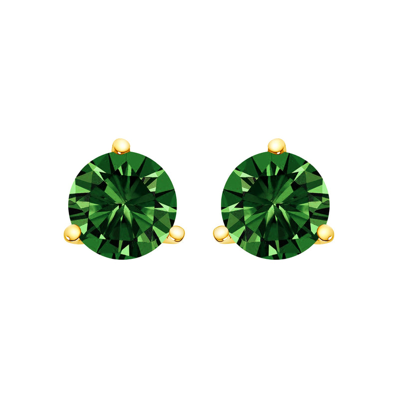 Bids.com 14K White Gold 1.0 Cttw 3-Prong Martini Set Lab Grown Green Diamond Solitaire Stud Earrings Earrings White Smoke Yellow.Gold / 2