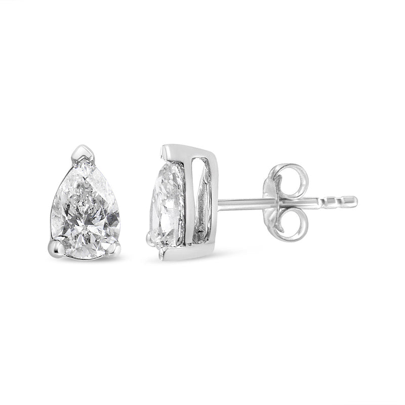 Bids.com 14K White Gold 1/2 Cttw Pear Shape Solitaire Lab Grown Diamond Stud Earrings (F-G Color, VS2-SI1 Clarity) Earrings White Smoke White.Gold / 0.75,White.Gold / 0.25,White.Gold / 0.5,White.Gold / 1