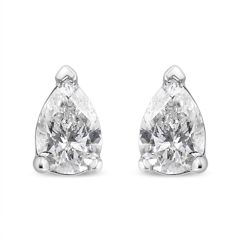Bids.com 14K White Gold 1/2 Cttw Pear Shape Solitaire Lab Grown Diamond Stud Earrings (F-G Color, VS2-SI1 Clarity) Earrings White Smoke White.Gold / 0.75,White.Gold / 0.25,White.Gold / 0.5,White.Gold / 1